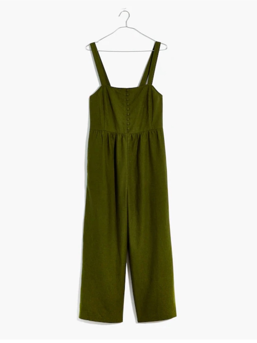 Madewell Linen Cotton Button Jumpsuit Green Wide Leg 12 - Picture 2 of 9